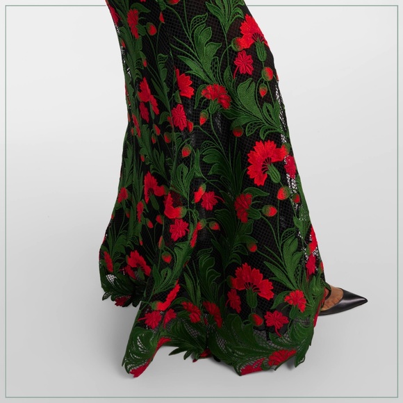 $8150 Oscar de la Renta 2024-25 Marbled Carnation Guipure Lace Runway Gown - Picture 12 of 16